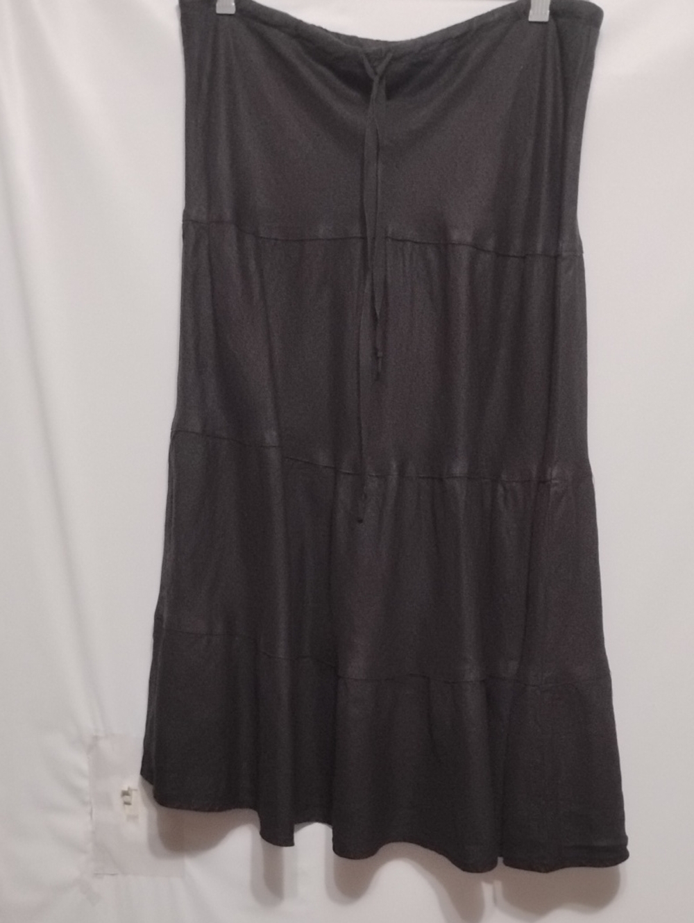 Allen Allen Black Tiered Midi/Maxi Skirt with Drawstring Waist Jet Black